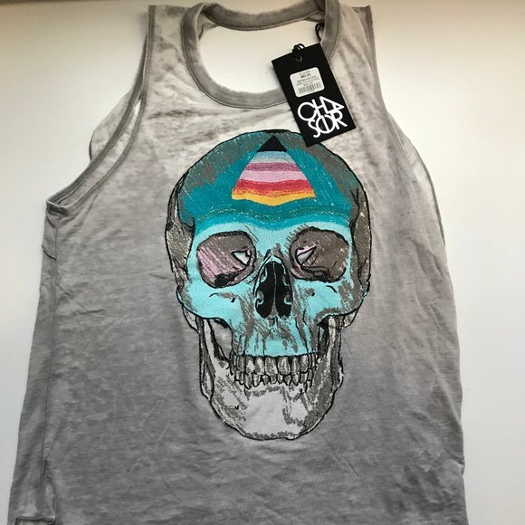 Chaser Tops - CHASER women's open back skull t…